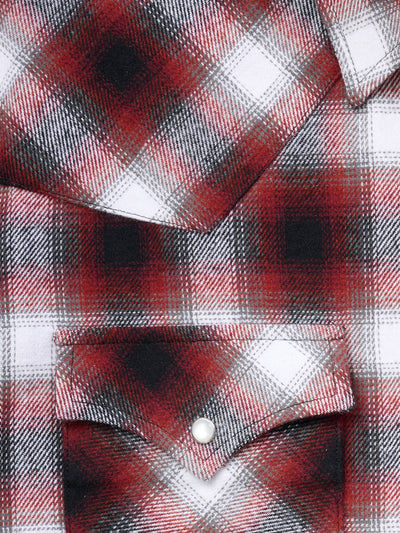 Men's Ely Cattleman Long Sleeve Brawny Flannel Western Snap Shirt- Rust