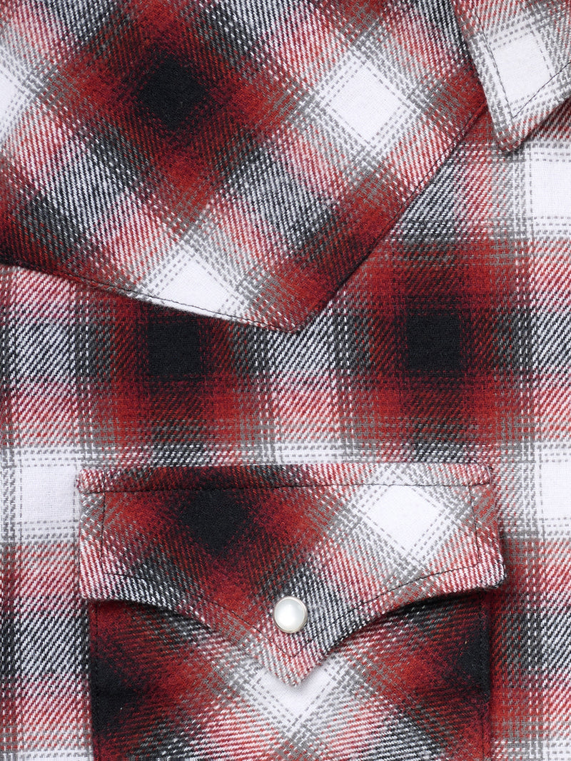 Men's Ely Cattleman Long Sleeve Brawny Flannel Western Snap Shirt- Rust