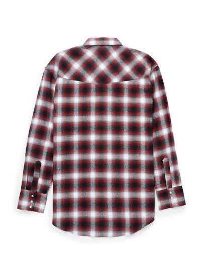 Men's Ely Cattleman Long Sleeve Brawny Flannel Western Snap Shirt- Rust