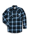 Men's Ely Cattleman Long Sleeve Brawny Flannel Western Snap Shirt- Black
