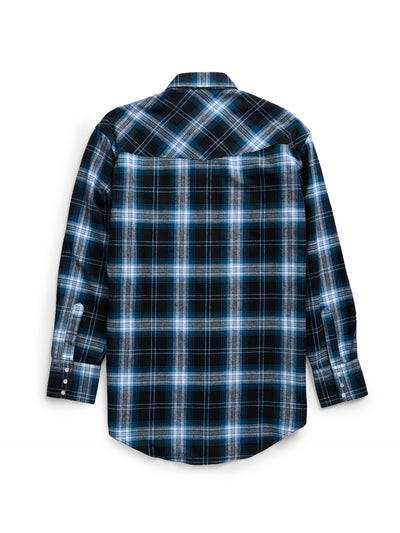 Men's Ely Cattleman Long Sleeve Brawny Flannel Western Snap Shirt- Black