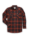 Men's Ely Cattleman Long Sleeve Brawny Flannel Western Snap Shirt- Rust