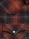 Men's Ely Cattleman Long Sleeve Brawny Flannel Western Snap Shirt- Rust