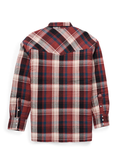 Men's Ely Cattleman Long Sleeve Quilted Flannel- Brick