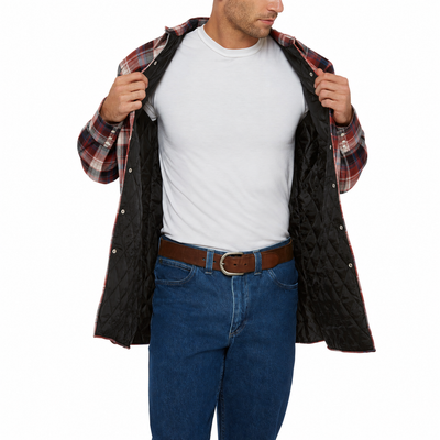 Men's Ely Cattleman Long Sleeve Quilted Flannel- Brick
