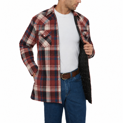 Men's Ely Cattleman Long Sleeve Quilted Flannel- Brick