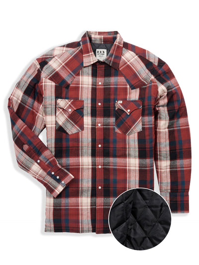 Men's Ely Cattleman Long Sleeve Quilted Flannel- Brick