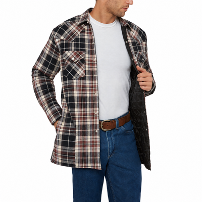 Men's Ely Cattleman Long Sleeve Quilted Flannel- Black