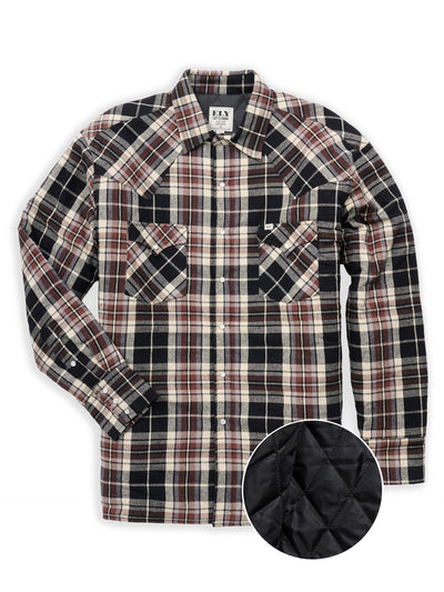 Men's Ely Cattleman Long Sleeve Quilted Flannel- Black