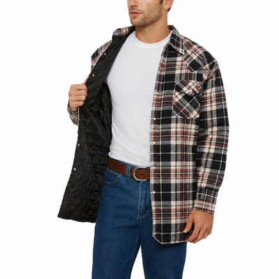 Men's Ely Cattleman Long Sleeve Quilted Flannel- Black