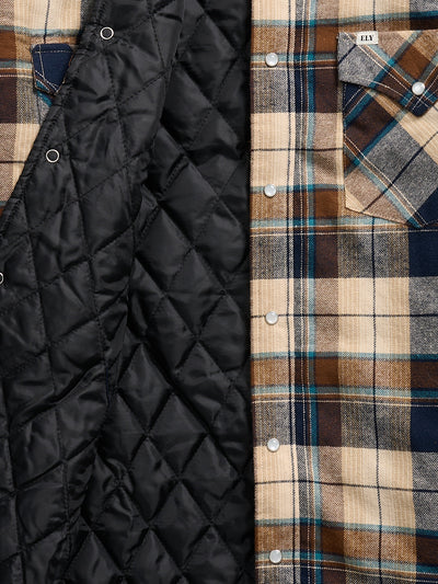 Men's Ely Cattleman Long Sleeve Quilted Flannel- Natural