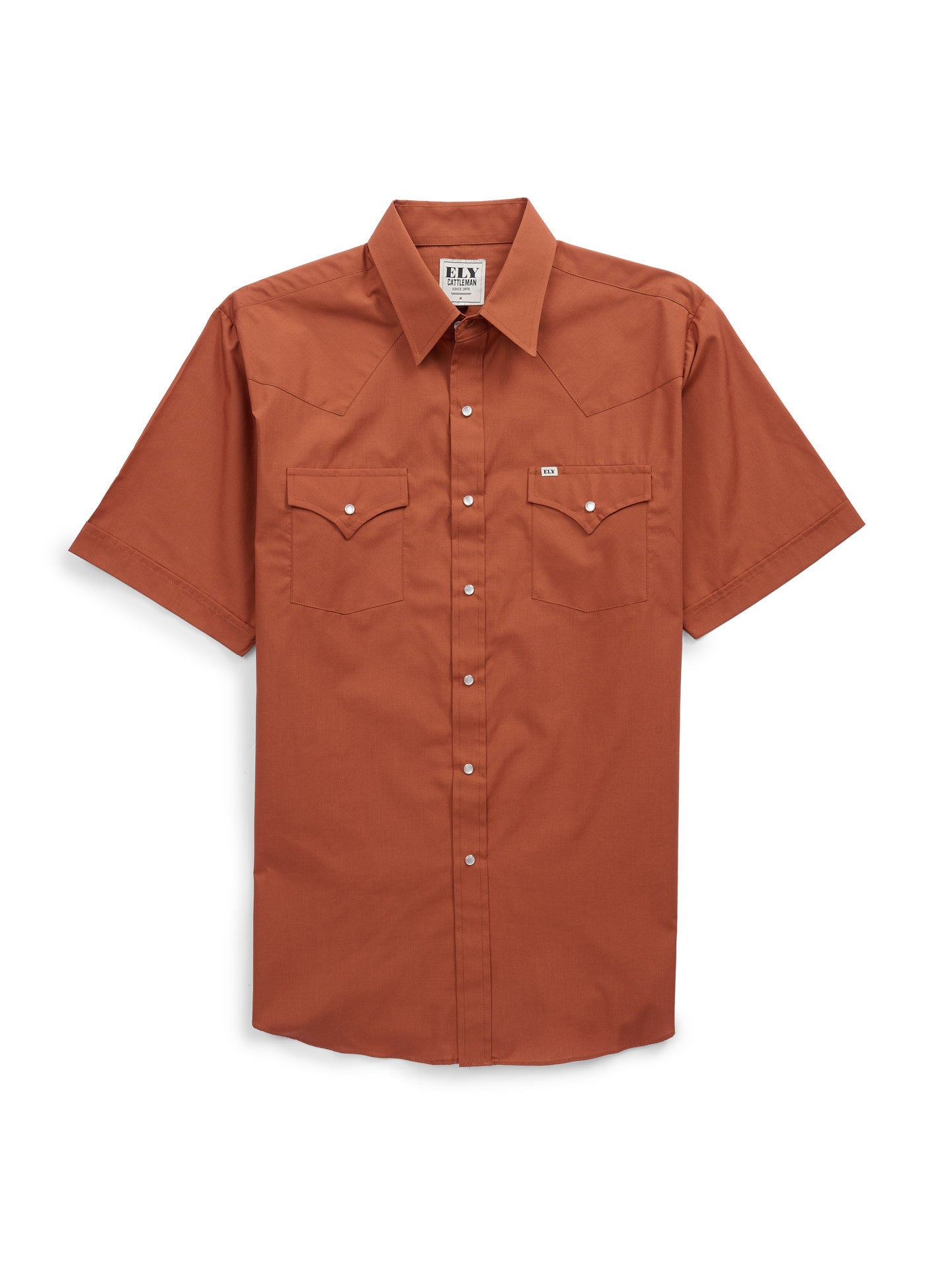 Men's Ely Cattleman Short Sleeve Solid Rust Western Shirt