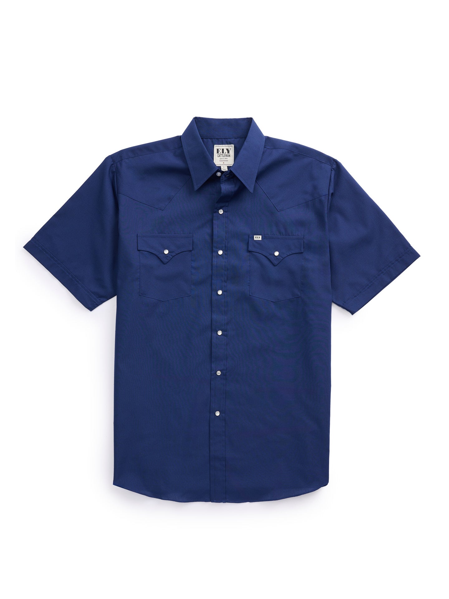 Men's Ely Cattleman Short Sleeve Solid Navy Western Shirt