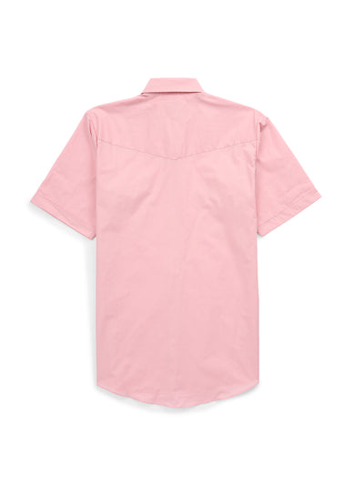 Men's Ely Cattleman Short Sleeve Solid Pink Western Shirt