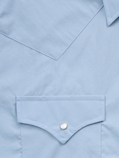 Men's Ely Cattleman Short Sleeve Solid Stone Blue Western Shirt
