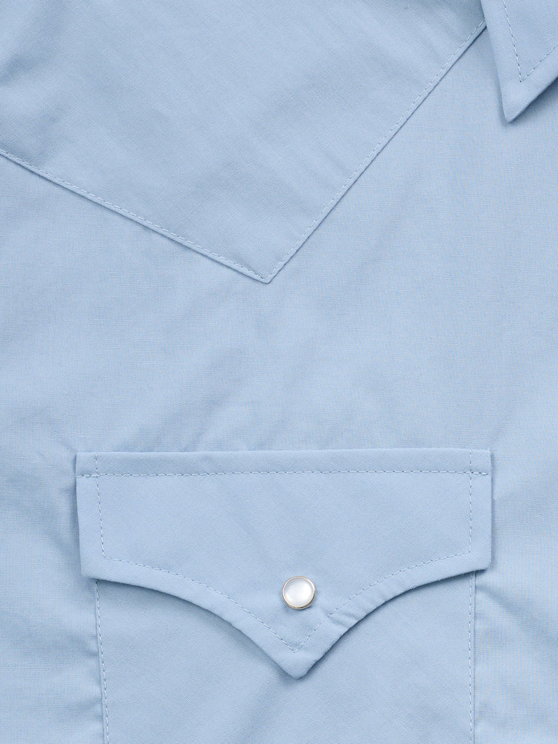 Men's Ely Cattleman Short Sleeve Solid Stone Blue Western Shirt