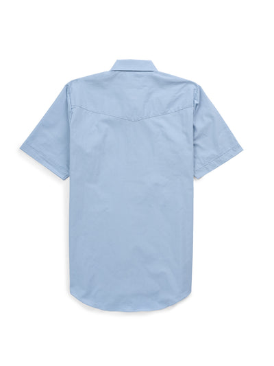 Men's Ely Cattleman Short Sleeve Solid Stone Blue Western Shirt