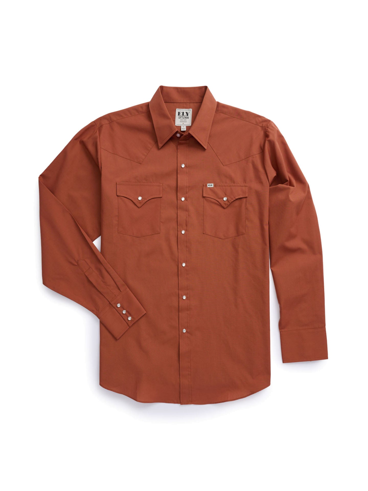 Men's Ely Cattleman Long Sleeve Solid Rust Western Shirt