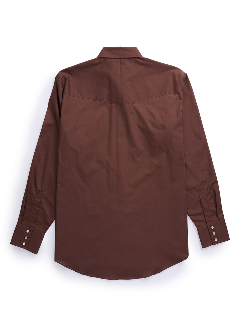 Men's Ely Cattleman Long Sleeve Solid Chocolate Western Shirt