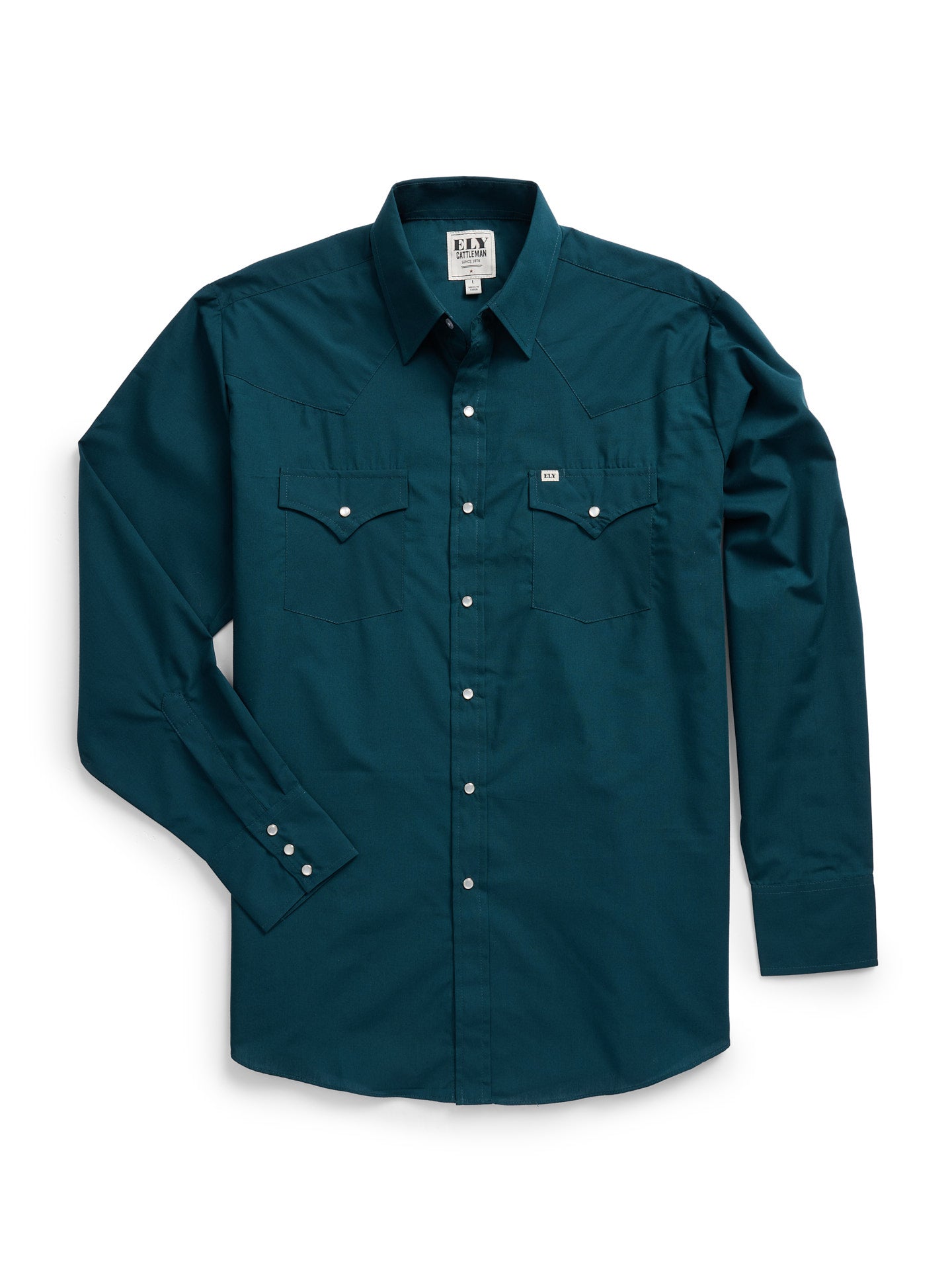 Men's Ely Cattleman Long Sleeve Solid Pine Western Shirt