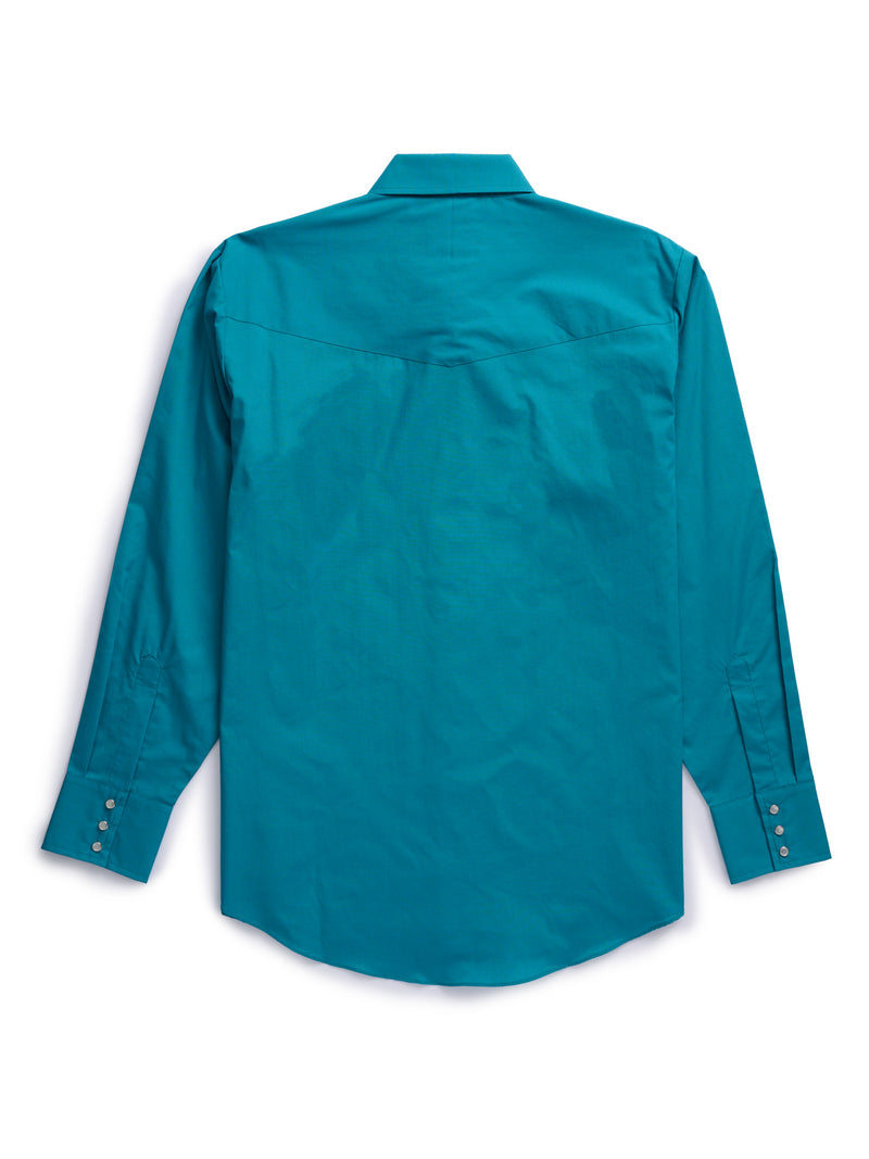 Men's Ely Cattleman Long Sleeve Solid Teal Western Shirt