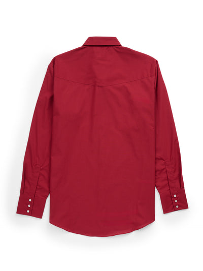 Men's Ely Cattleman Long Sleeve Solid Ruby Western Shirt