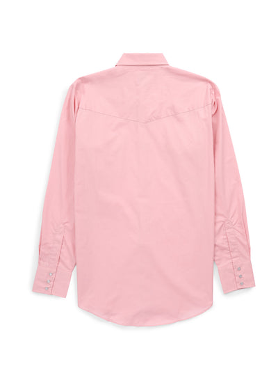 Men's Ely Cattleman Long Sleeve Solid Pink Western Shirt
