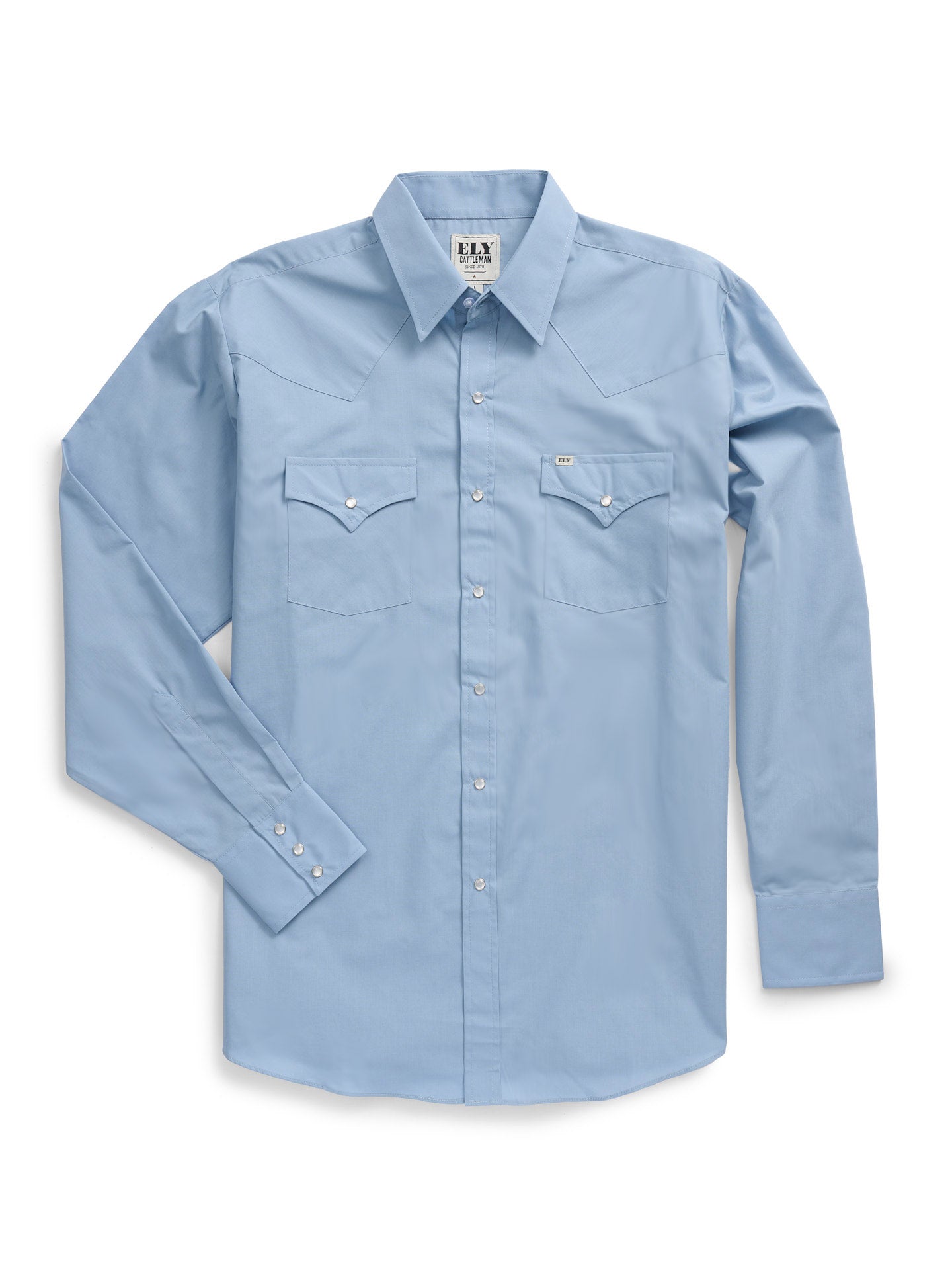 Men's Ely Cattleman Long Sleeve Solid Stone Blue Western Shirt