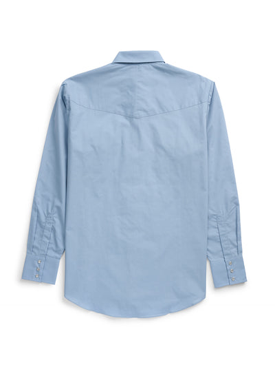 Men's Ely Cattleman Long Sleeve Solid Stone Blue Western Shirt
