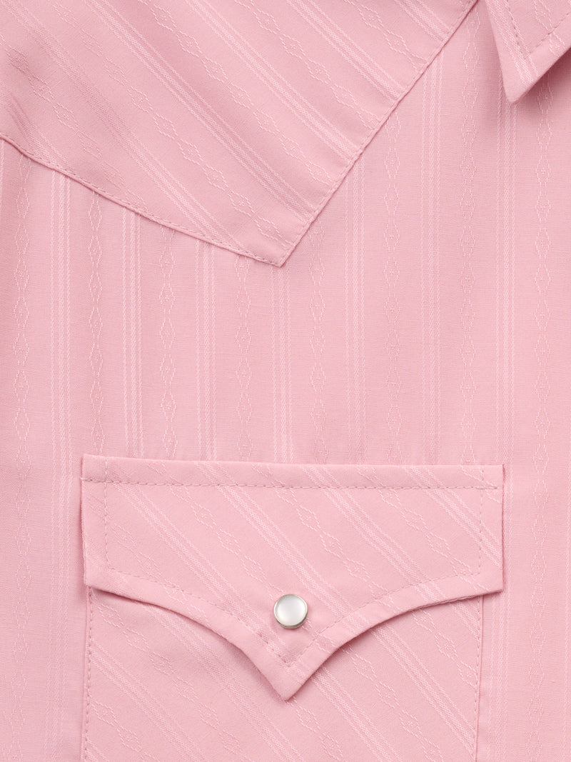 Men's Ely Cattleman Short Sleeve Tonal Dobby Dusty Pink Western Snap Shirt