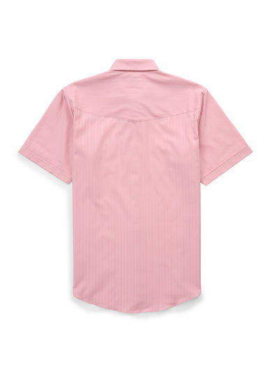 Men's Ely Cattleman Short Sleeve Tonal Dobby Dusty Pink Western Snap Shirt