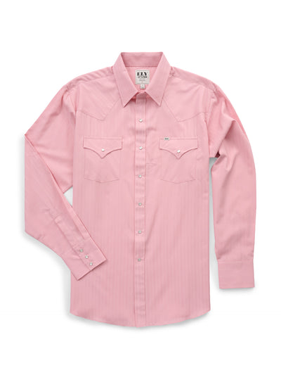Men's Ely Cattleman Long Sleeve Tonal Dobby Dusty Pink Western Snap Shirt