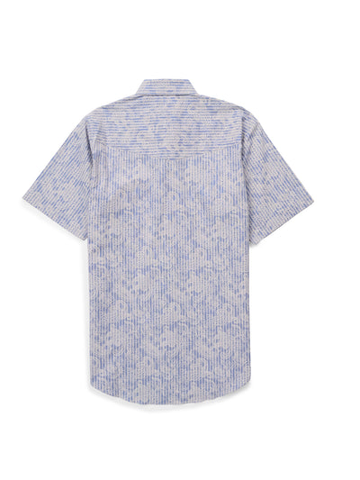 Men's Ely Cattleman Short Sleeve Stone Blue Paisley Print Western Snap Shirt