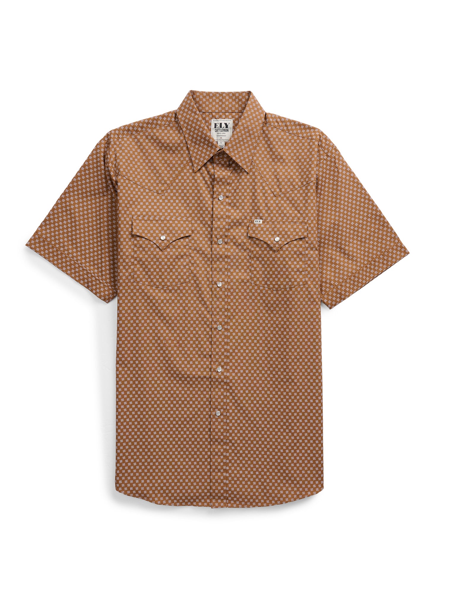 Men's Ely Cattleman Short Sleeve Retro Star Print Western Snap Shirt