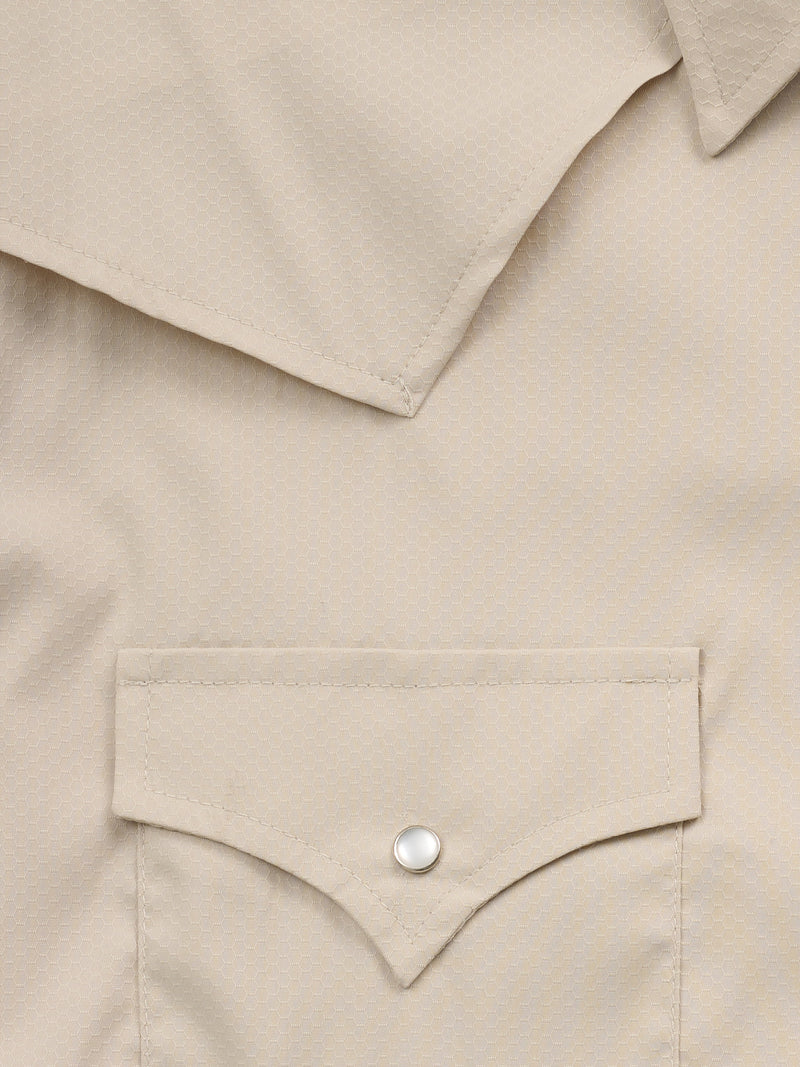 Men's Ely Cattleman Pro Long Sleeve Stretch Solid Khaki Vented Western Shirt