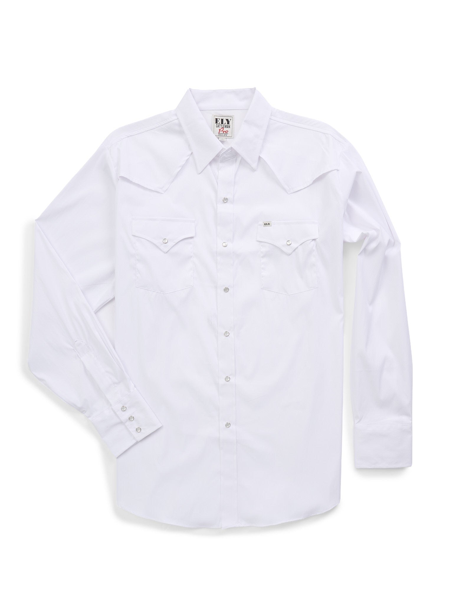 Men's Ely Cattleman Pro Long Sleeve Stretch Solid White Vented Western Shirt