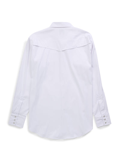 Men's Ely Cattleman Pro Long Sleeve Stretch Solid White Vented Western Shirt