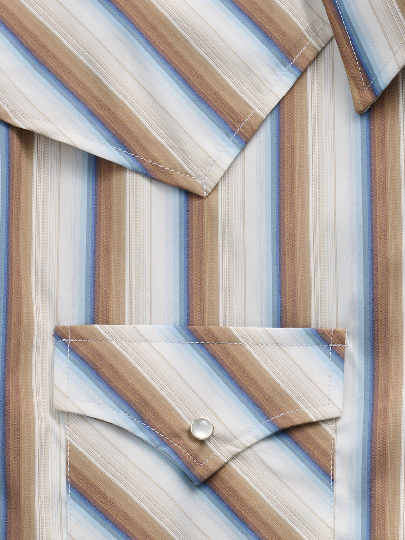 Men's Ely Cattleman Pro Long Sleeve Stretch Vented Western Shirt- Ecru Stripe