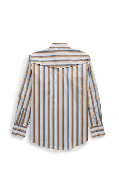 Men's Ely Cattleman Pro Long Sleeve Stretch Vented Western Shirt- Ecru Stripe