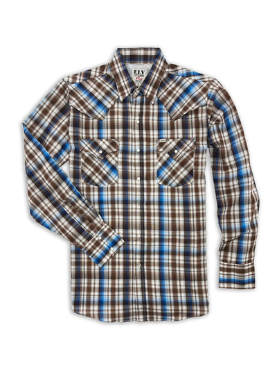 Men's Long Sleeve Western Shirt - Tone-on-Tone Design With Snap Closures & Yoke