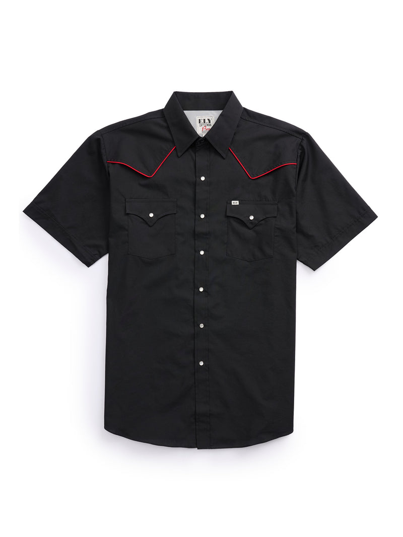 Men's Ely Cattleman Pro Short Sleeve Solid w/ Piping Outdoor Western Shirt