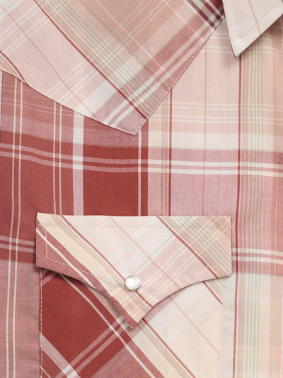 Men's Ely Cattleman Short Sleeve Copper Plaid Western Snap Shirt