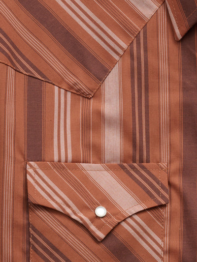 Men's Ely Cattleman Short Sleeve Rust Stripe Western Snap Shirt
