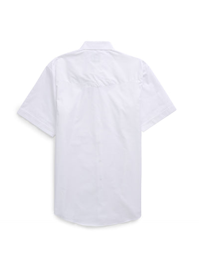 Men's Ely Cattleman Short Sleeve Solid Shirt with Guadalupana Embroidery Western Snap Shirt