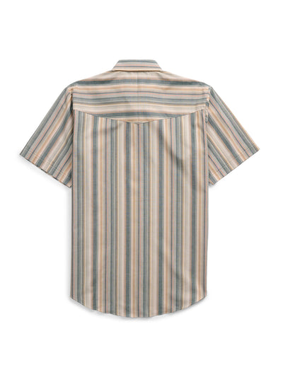 Men's Ely Cattleman Short Sleeve Ecru Stripe Western Snap Shirt