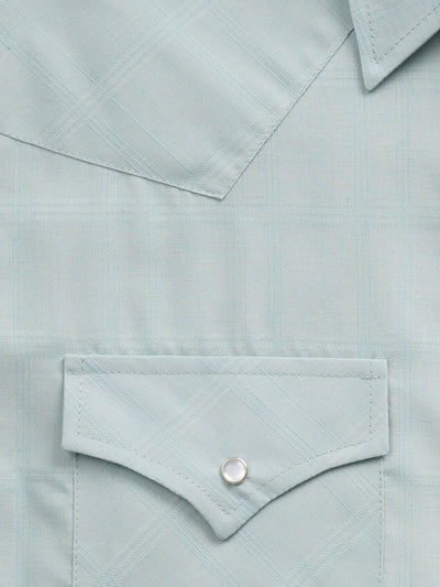 Men's Ely Cattleman Short Sleeve Solid Dusty Aqua Western Shirt