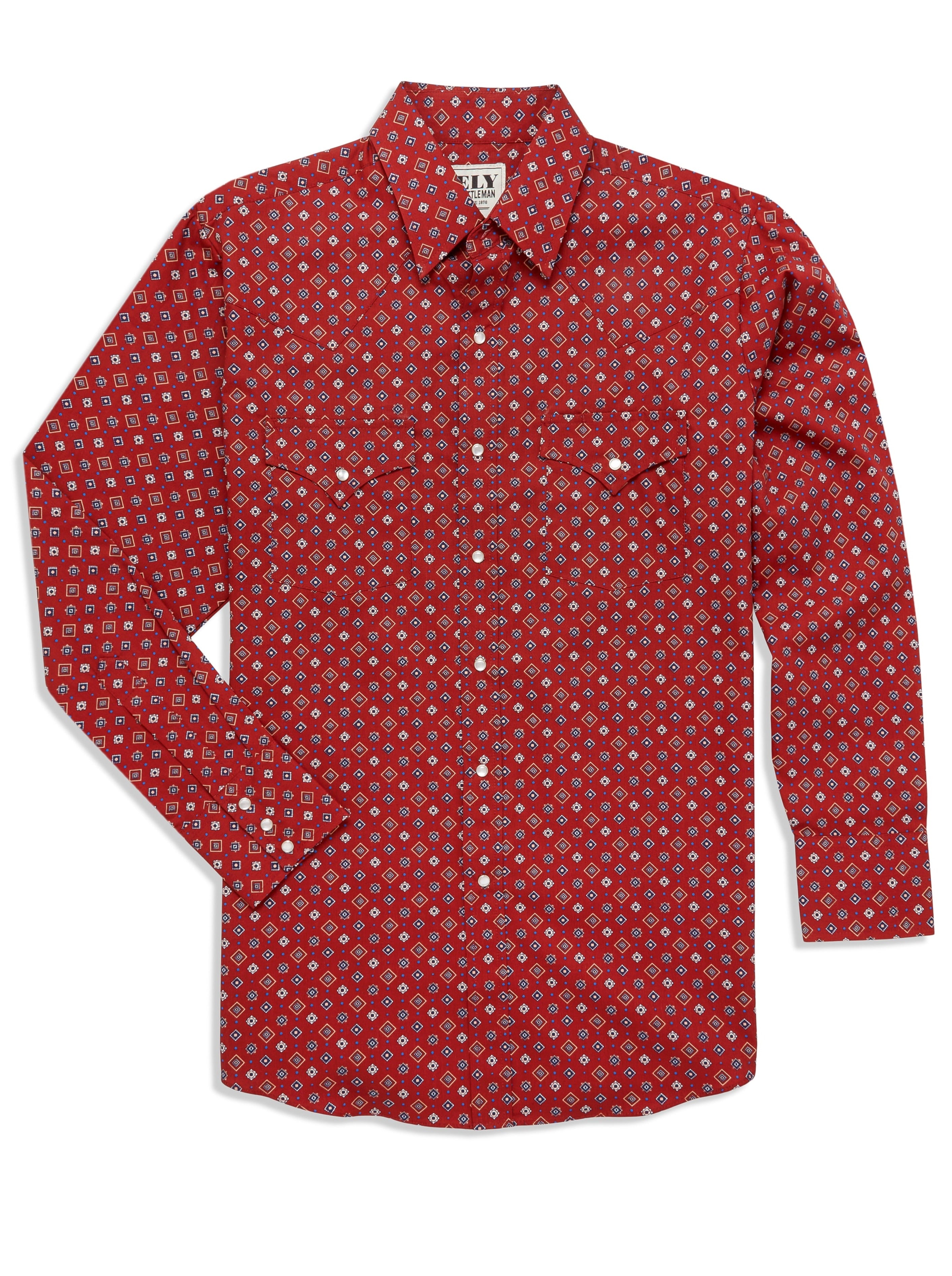 Chemise western Ely Cattleman à rayures métallisées bleues pour homme, vintage, avec boutons-pression perlés - France