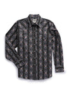 Men's Ely Cattleman Long Sleeve Aztec Print Western Snap Shirt - Blue & Black