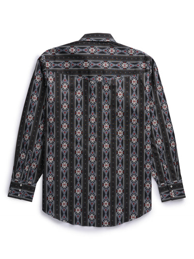 Men's Ely Cattleman Long Sleeve Aztec Print Western Snap Shirt - Blue & Black