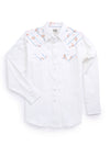 Men's Ely Cattleman Long Sleeve Solid Floral Stripe Print Western Snap Shirt -White